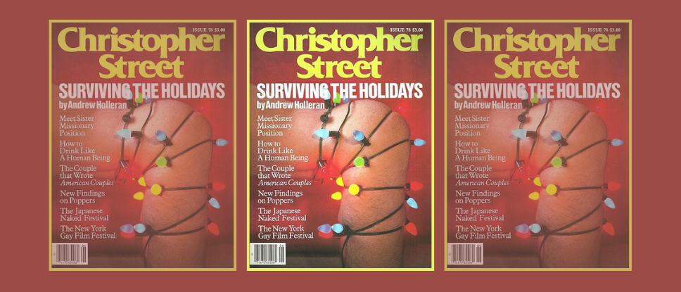 Cover photo by Stanley Stellar, Christopher Street magazine, July 1983.
